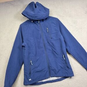 Double Diamond‎ Jacket Womens M Blue Hooded Fleece Lined Outdoor Sports Gorpcore